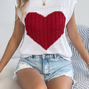 Heart Pattern Knit Sweater Vest