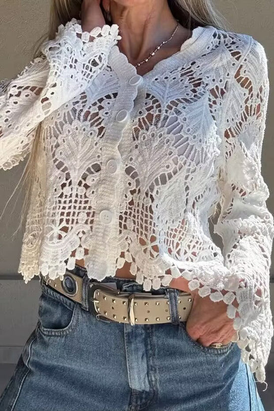 Elegant Lace Button-Up Cardigan