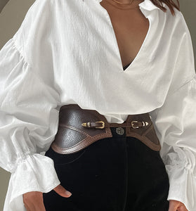 Chic V-Neck Puff Sleeve Blouse