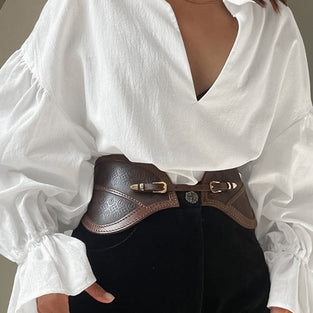 Chic V-Neck Puff Sleeve Blouse