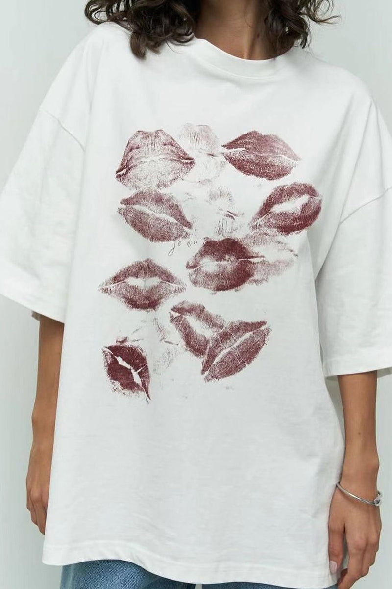 Kiss Print Oversized T-Shirt