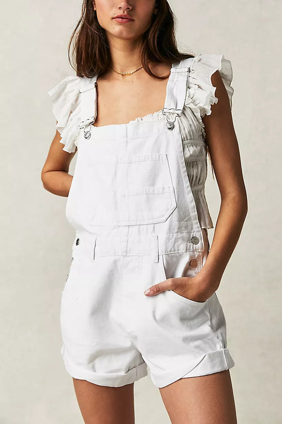 Multi-Pocket Casual Denim Romper