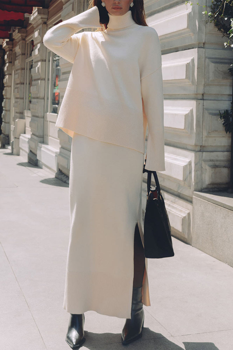 Cozy Turtleneck Sweater Skirt Set