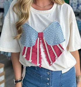 Patriotic Bow Graphic T-Shirt