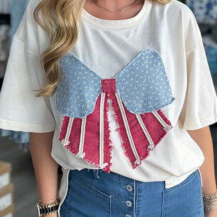 Patriotic Bow Graphic T-Shirt