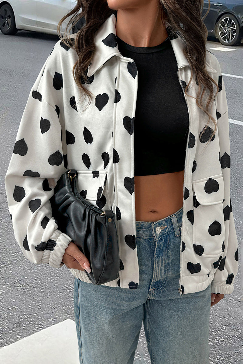 Heart Print Casual Jacket