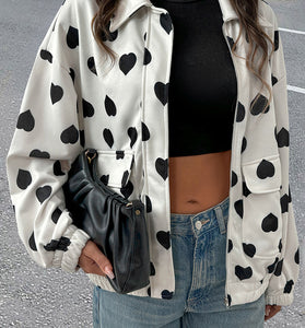 Heart Print Casual Jacket
