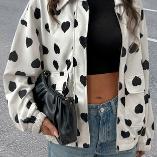 Heart Print Casual Jacket