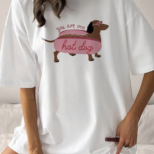 Oversized Dog Graphic T-Shirt