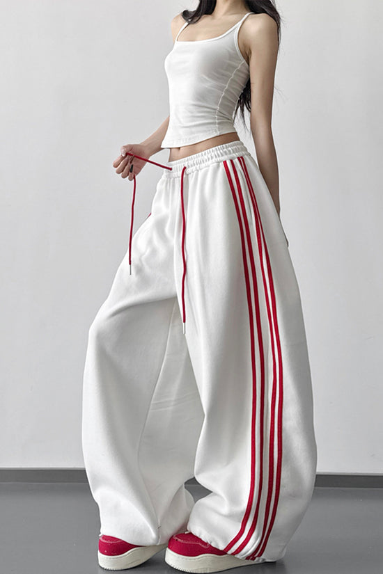 Wide-Leg Stripe Casual Pants