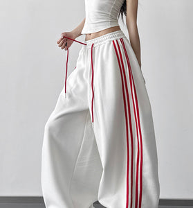 Wide-Leg Stripe Casual Pants