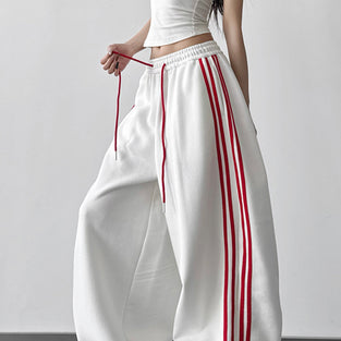 Wide-Leg Stripe Casual Pants