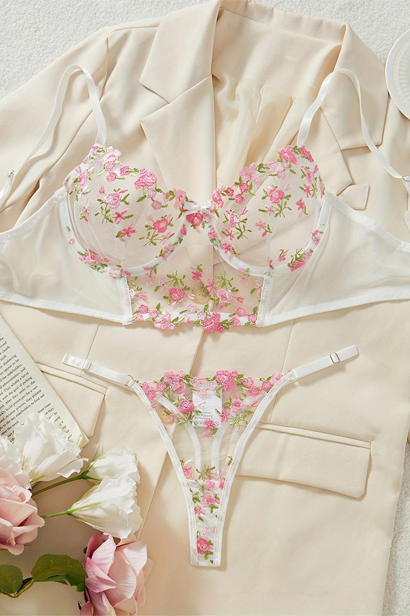 Floral Pattern Lingerie Set
