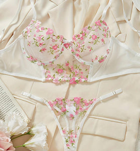 Floral Pattern Lingerie Set