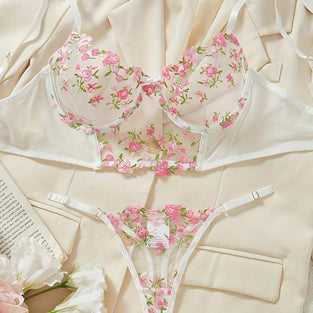 Floral Pattern Lingerie Set