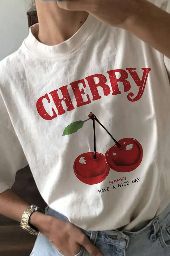 Cherry Graphic Casual T-Shirt