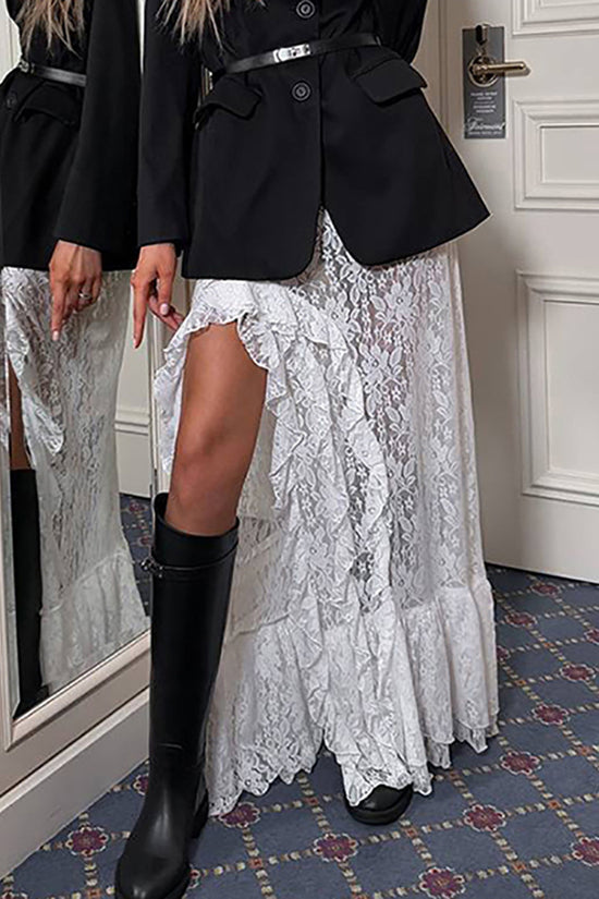 Elegant Asymmetrical-Hem Midi Skirt