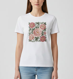 Garden Rose Embroidered T-Shirt