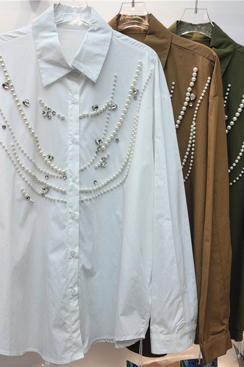 Embellished Button-Up Blouse