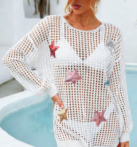 Starry Mesh Beach Cover-Up