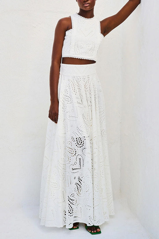 Elegant Patterned Two-Piece Skirt Set