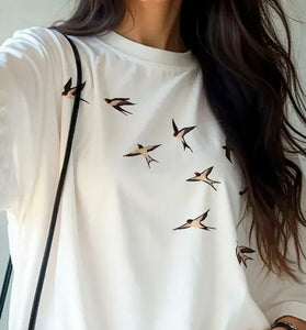 Graphic Bird Print T-Shirt