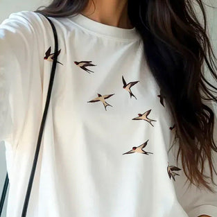 Graphic Bird Print T-Shirt