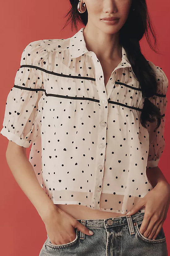 Polka Dot Button-Up Blouse