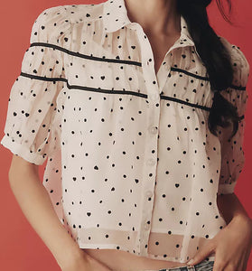 Polka Dot Button-Up Blouse