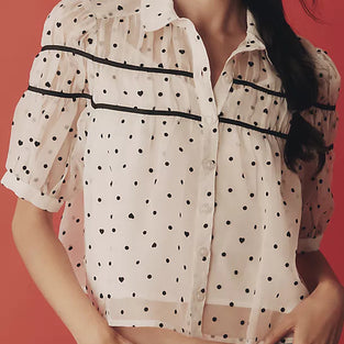 Polka Dot Button-Up Blouse
