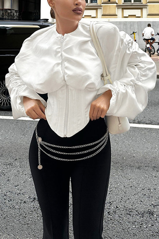 Voluminous Sleeve Corset Blouse