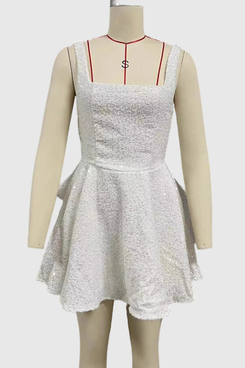 Sequin Bow Back Evening Dress