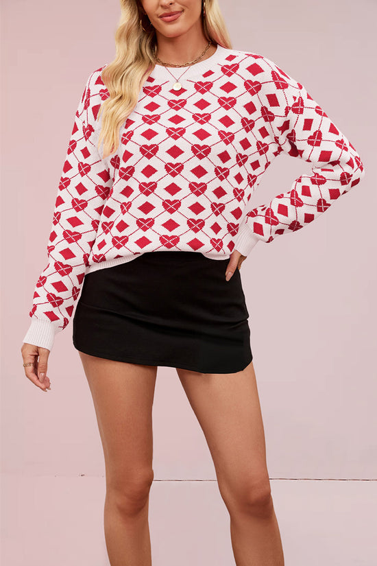 Heart Pattern Long Sleeve Sweater
