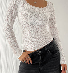 Elegant Crochet Long Sleeve Top