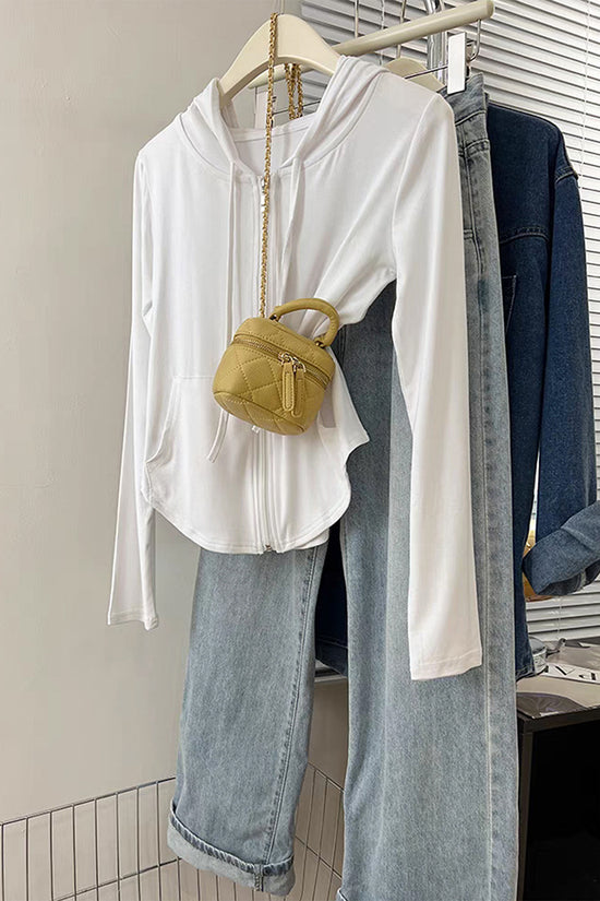 Stylish Hooded Zip-Up Top