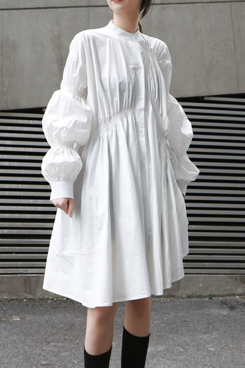 Ruched Long Sleeve Casual Dress