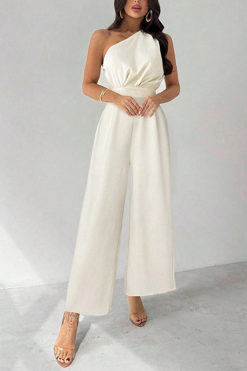 One-Shoulder Elegant Wide-Leg Jumpsuit