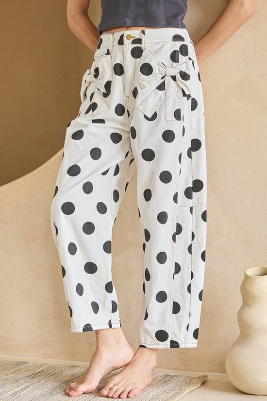 Polka Dot Straight Jeans