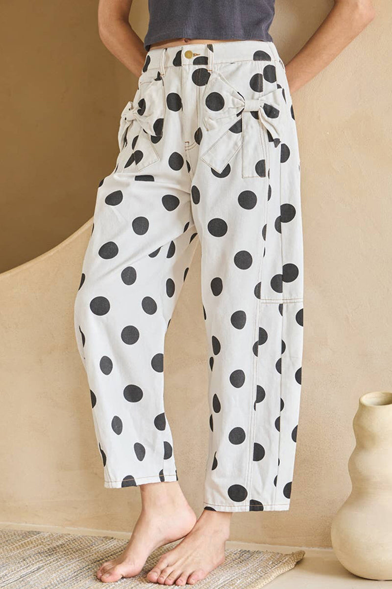 Polka Dot Straight Jeans