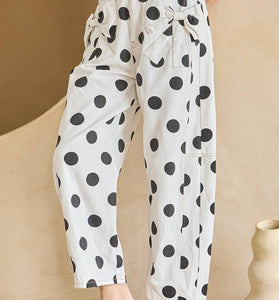 Polka Dot Straight Jeans