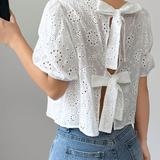 Stylish Bow Tie Back Blouse