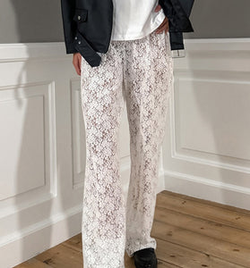 Lace Pattern Casual Pants