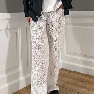 Lace Pattern Casual Pants