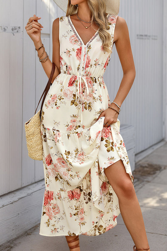 Floral Sleeveless V-Neck Maxi Dress