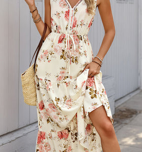 Floral Sleeveless V-Neck Maxi Dress