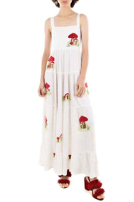 Mushroom Print Maxi Dress
