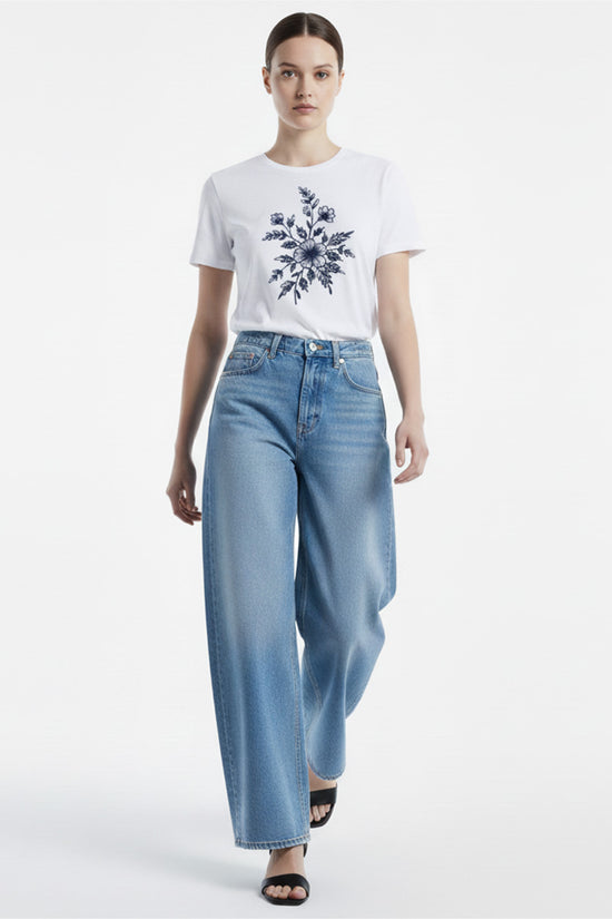Botanical Bloom Embroidered T-Shirt