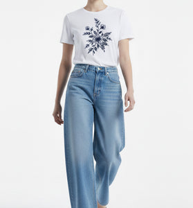 Botanical Bloom Embroidered T-Shirt