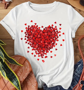 Heart Print Casual T-Shirt