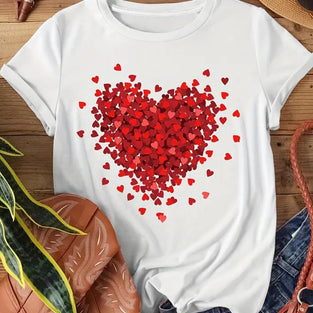 Heart Print Casual T-Shirt